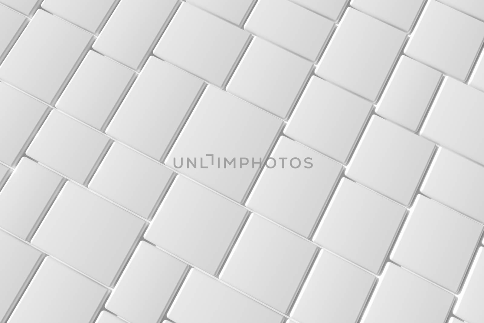 Tile white cubes with gap, 3d rendering. by vinkfan