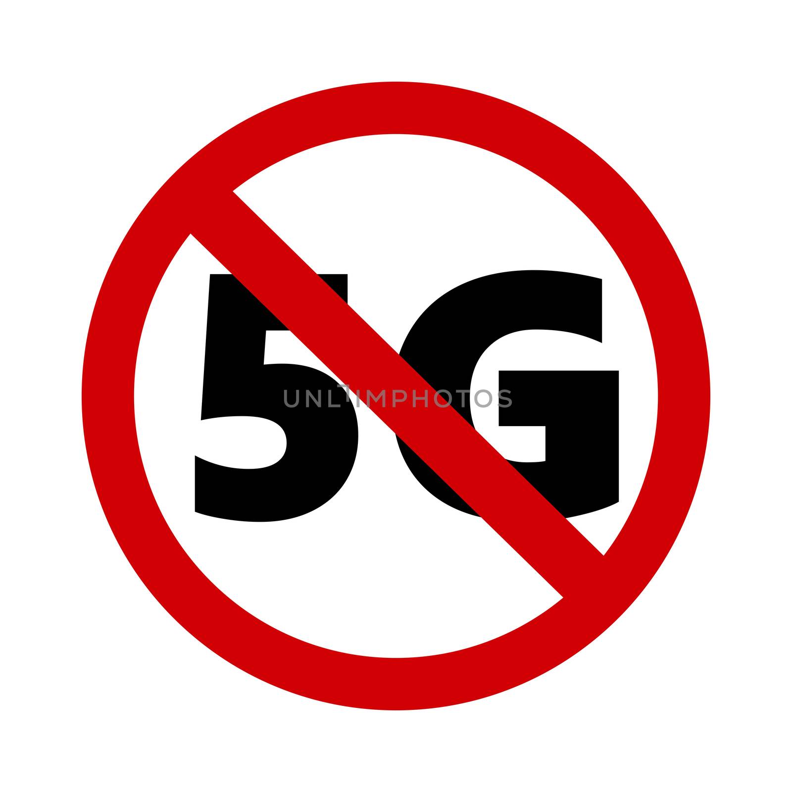 stop 5G sign symbol over white background