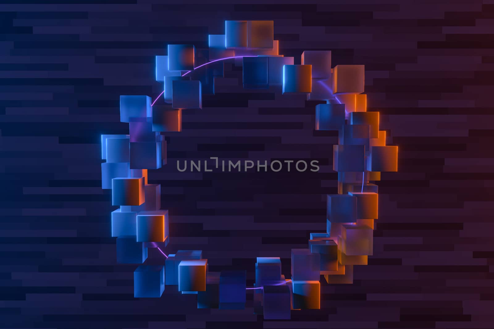 Purple circle laser line with dark background, 3d rendering. by vinkfan