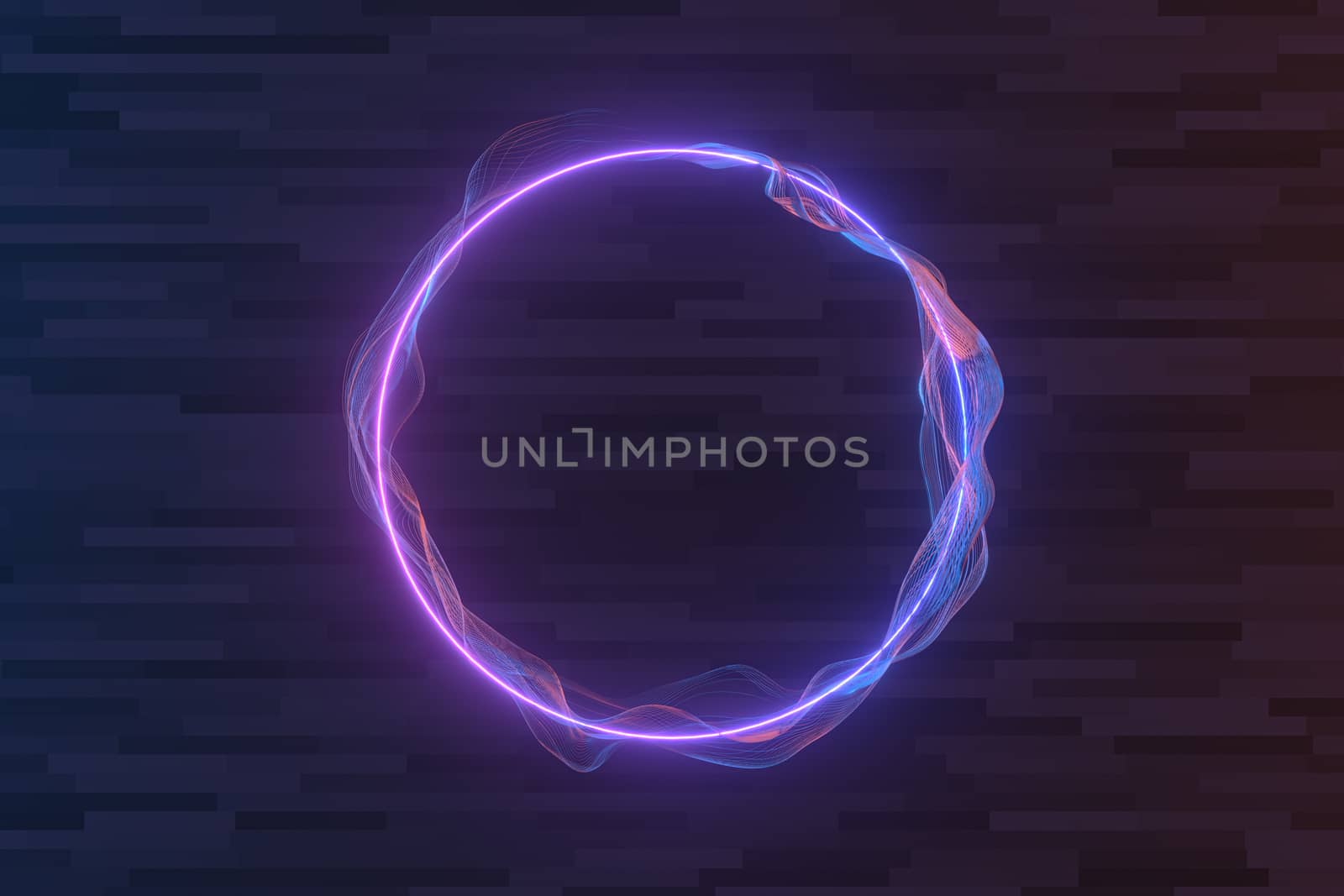 Purple circle laser line with dark background, 3d rendering. by vinkfan