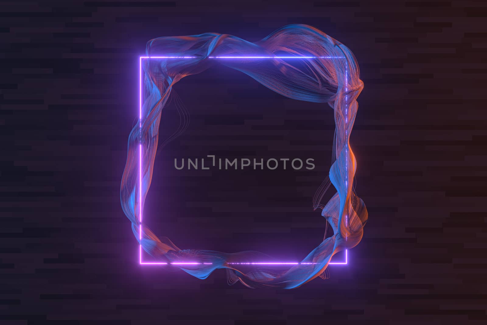 Purple square laser line with dark background, 3d rendering. by vinkfan