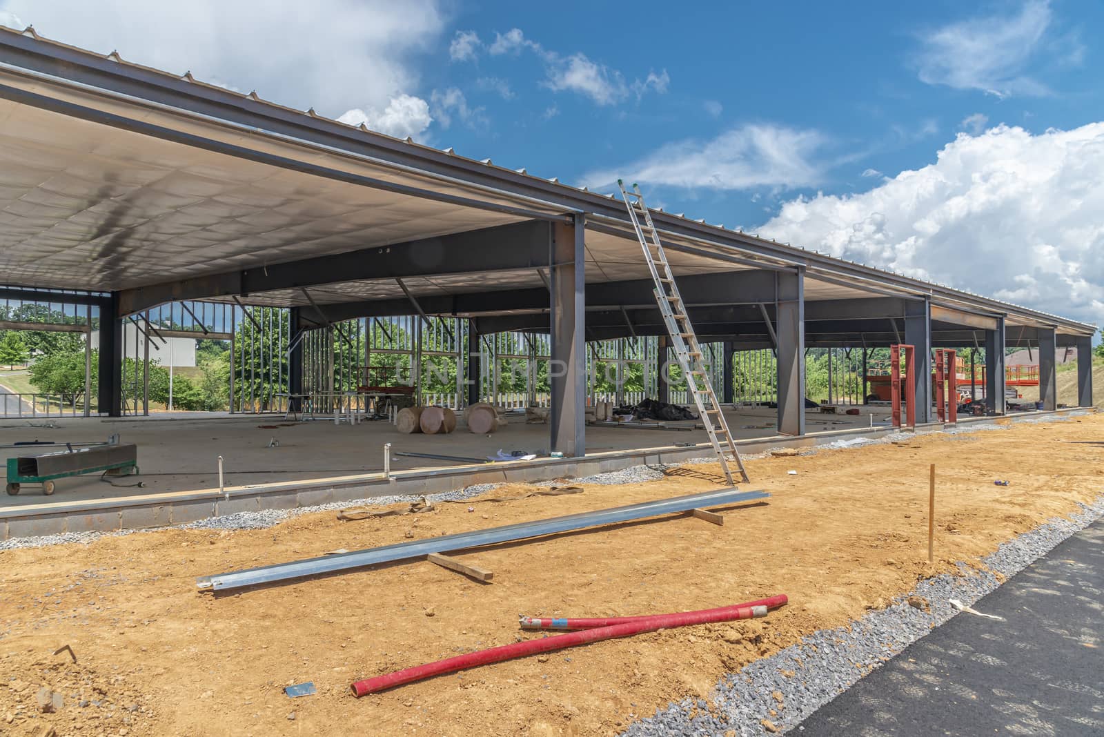 Horizontal shot of the inside view of a commercial construction project.