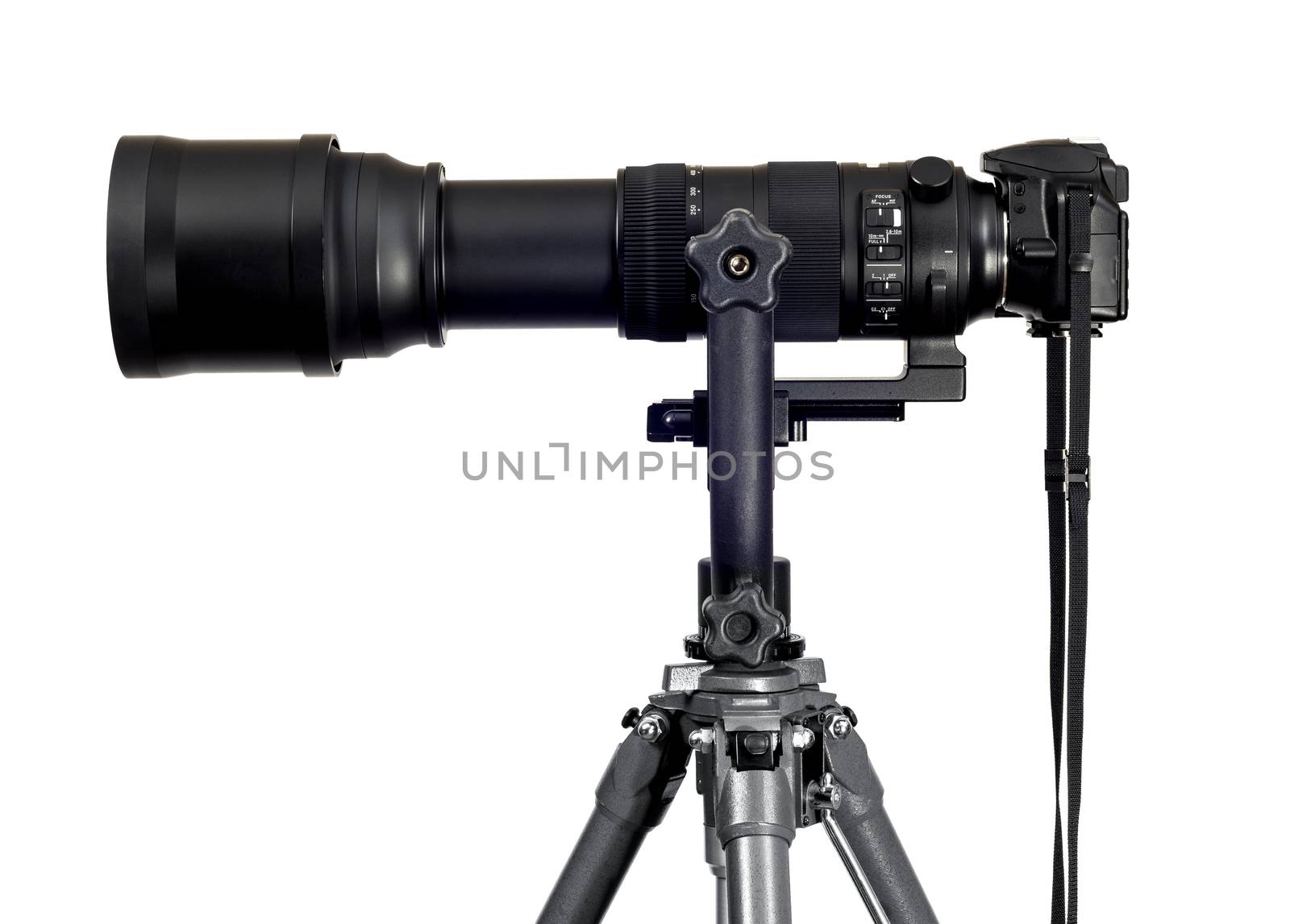 Modern Digital Camera With Long Telephoto Zoom Lens by stockbuster1