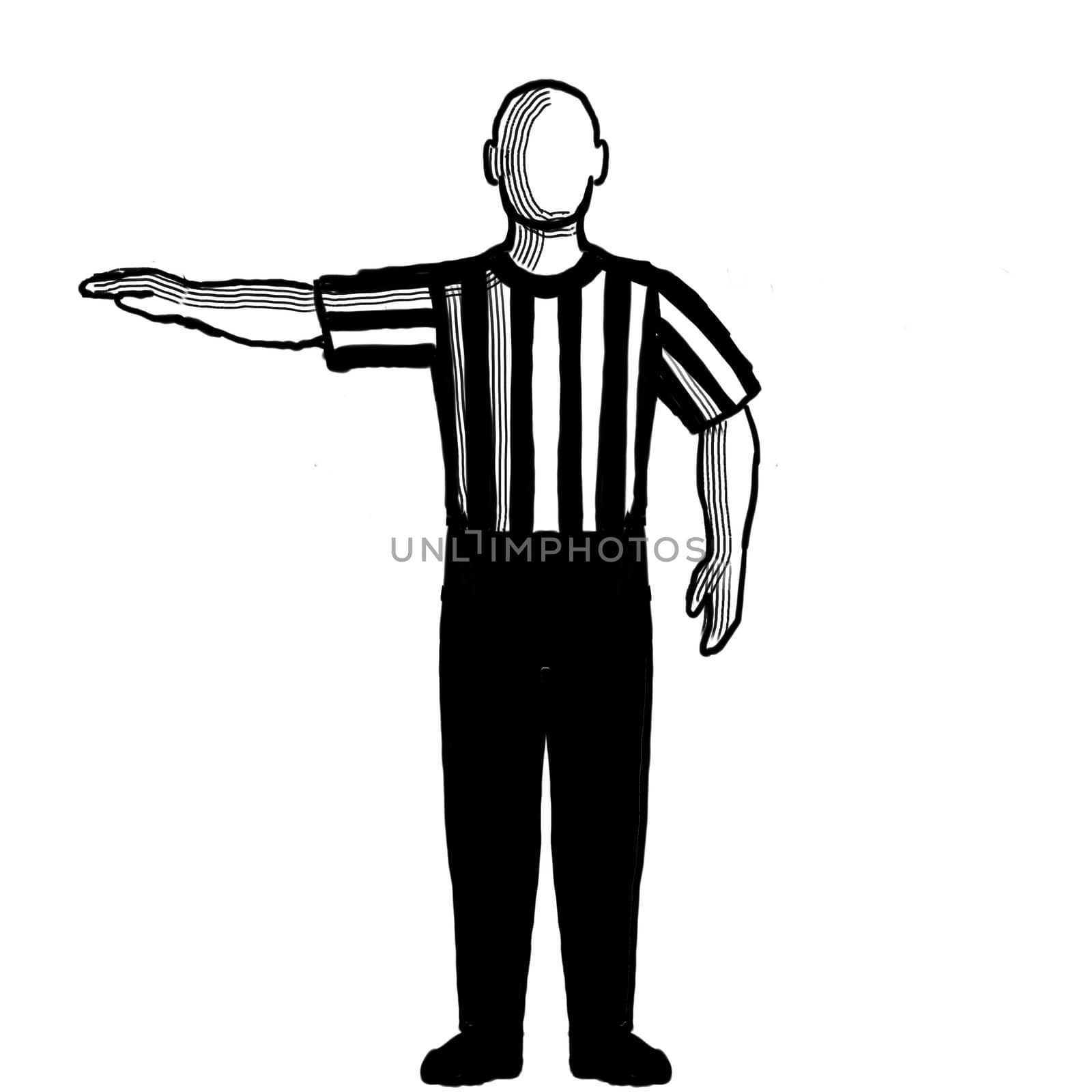 Basketball Referee visible count Hand Signal Retro Black and White by patrimonio