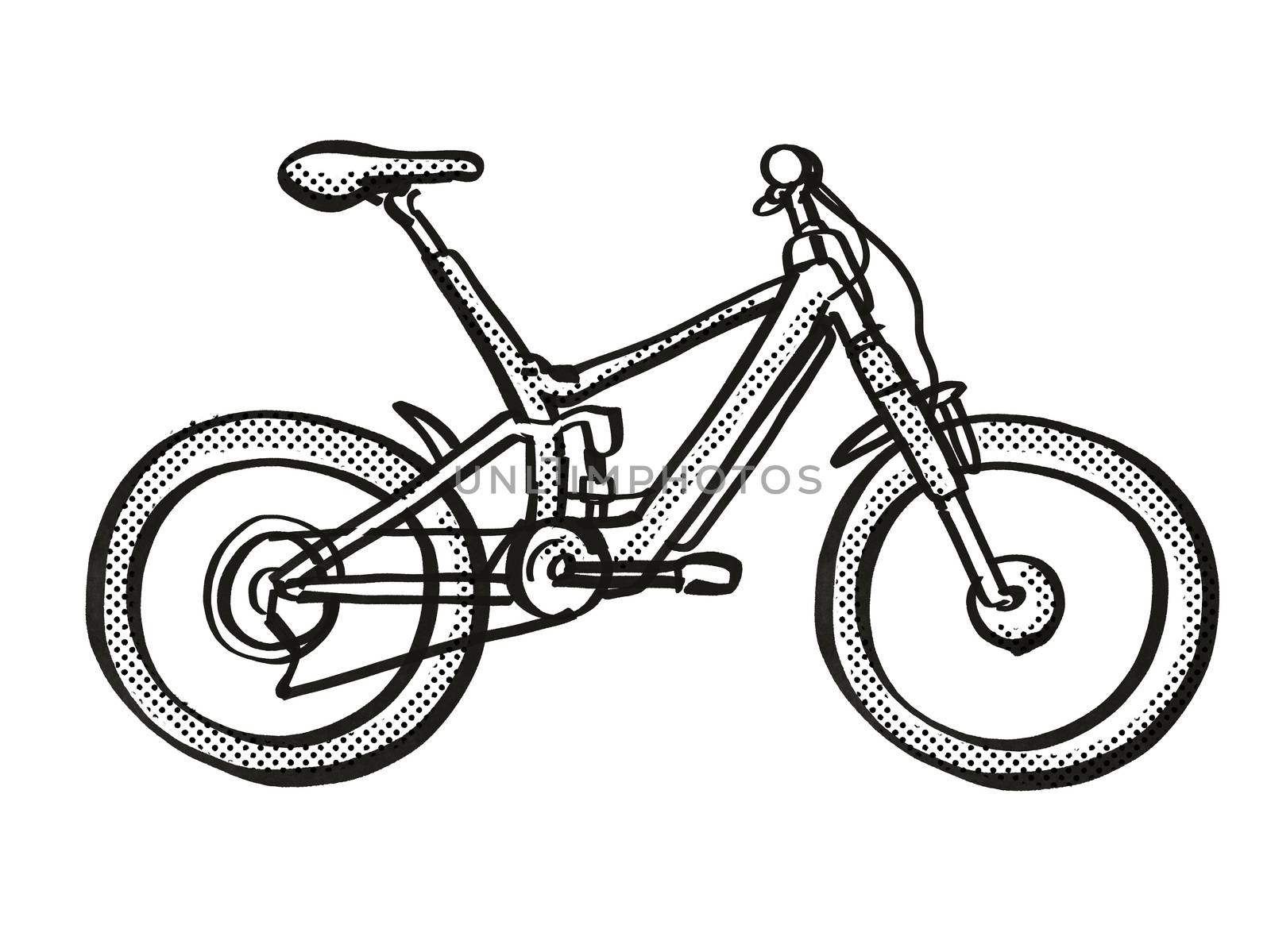 Electric Bicycle Cartoon Retro Drawing by patrimonio