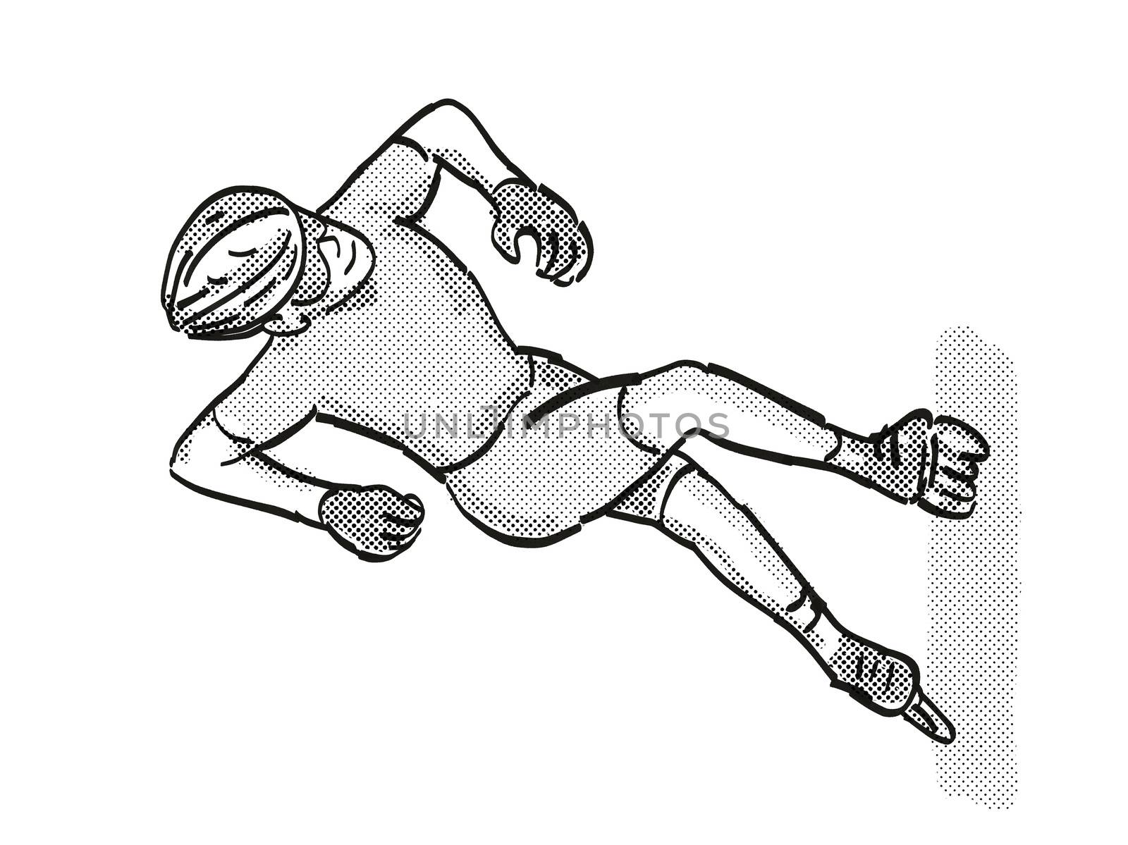 athlete skater inline speed skating Cartoon Retro Drawing by patrimonio