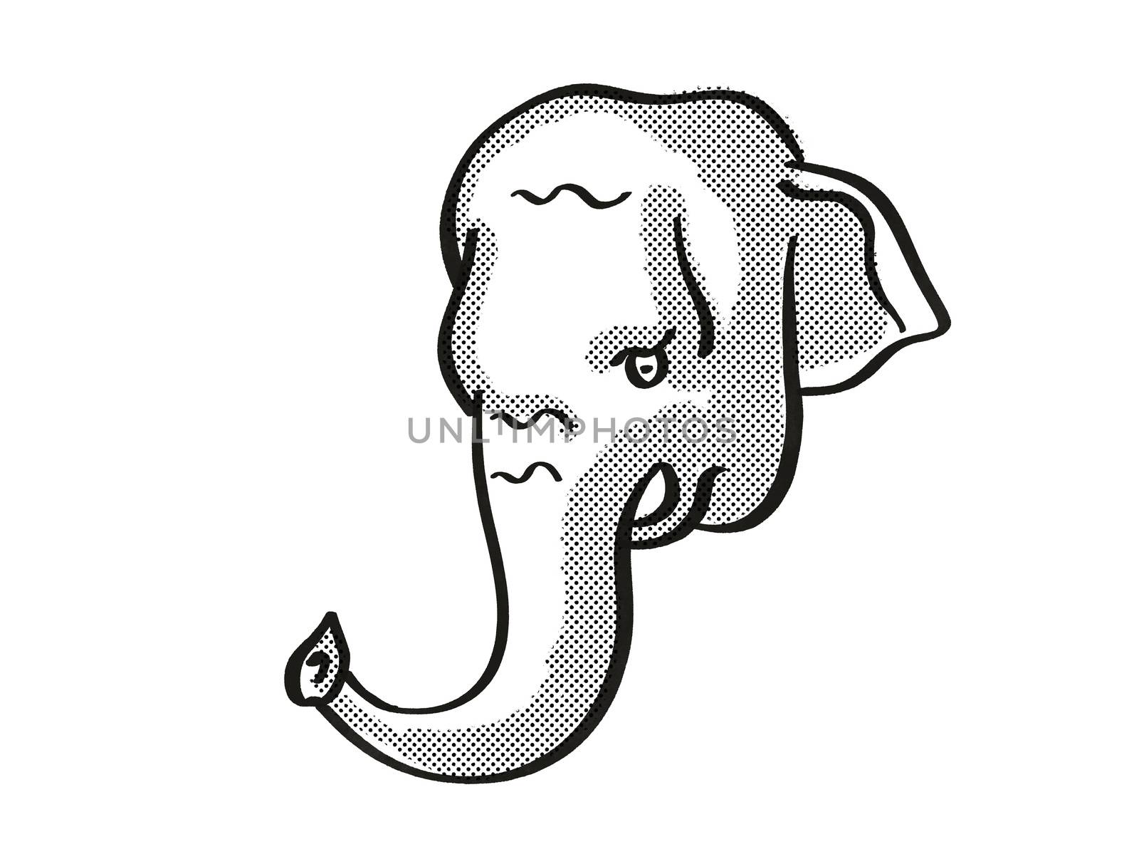 Borneo Elephant Endangered Wildlife Cartoon Mono Line Drawing by patrimonio