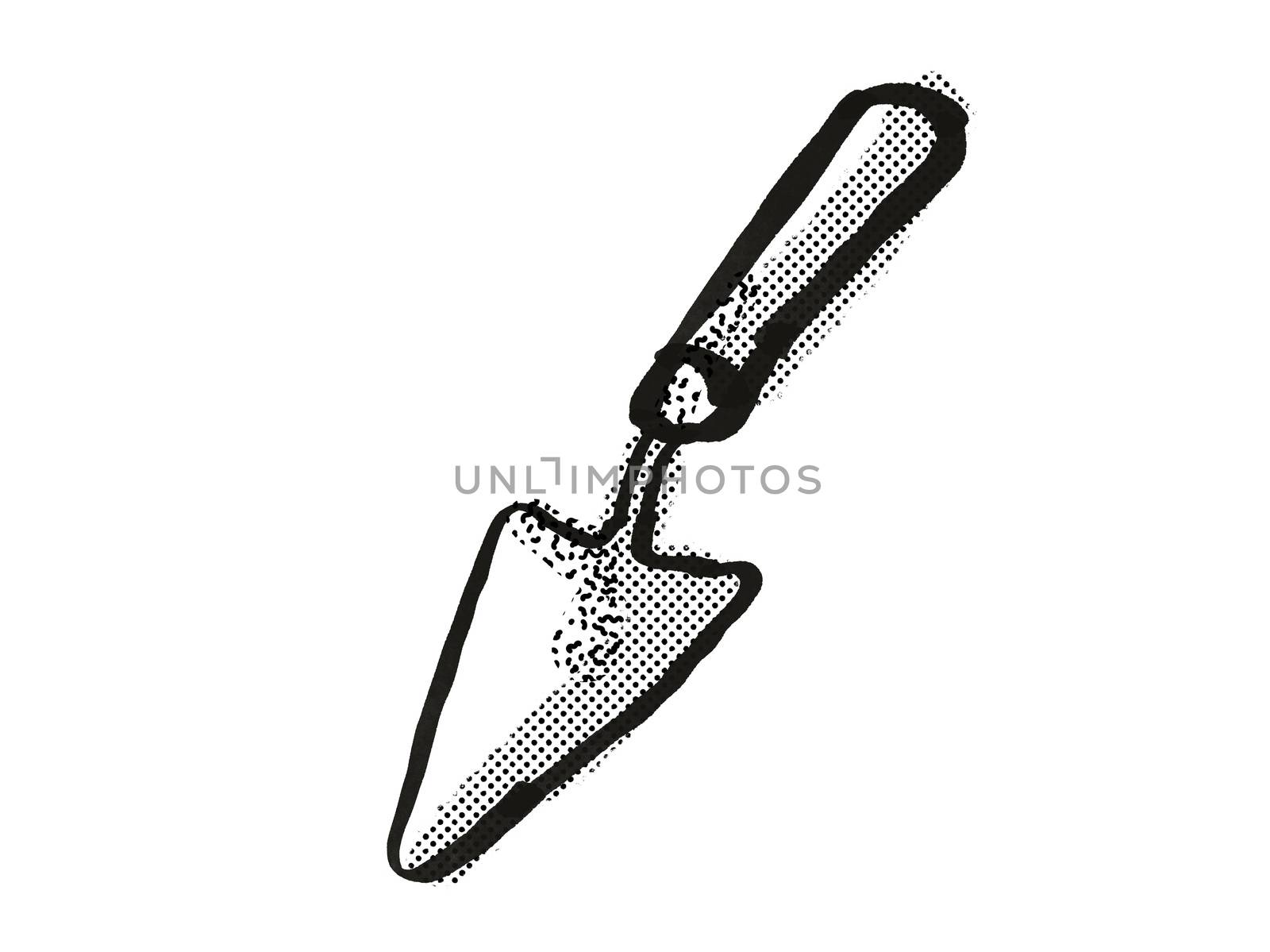 Hand Trowel Garden Tool Cartoon Retro Drawing by patrimonio