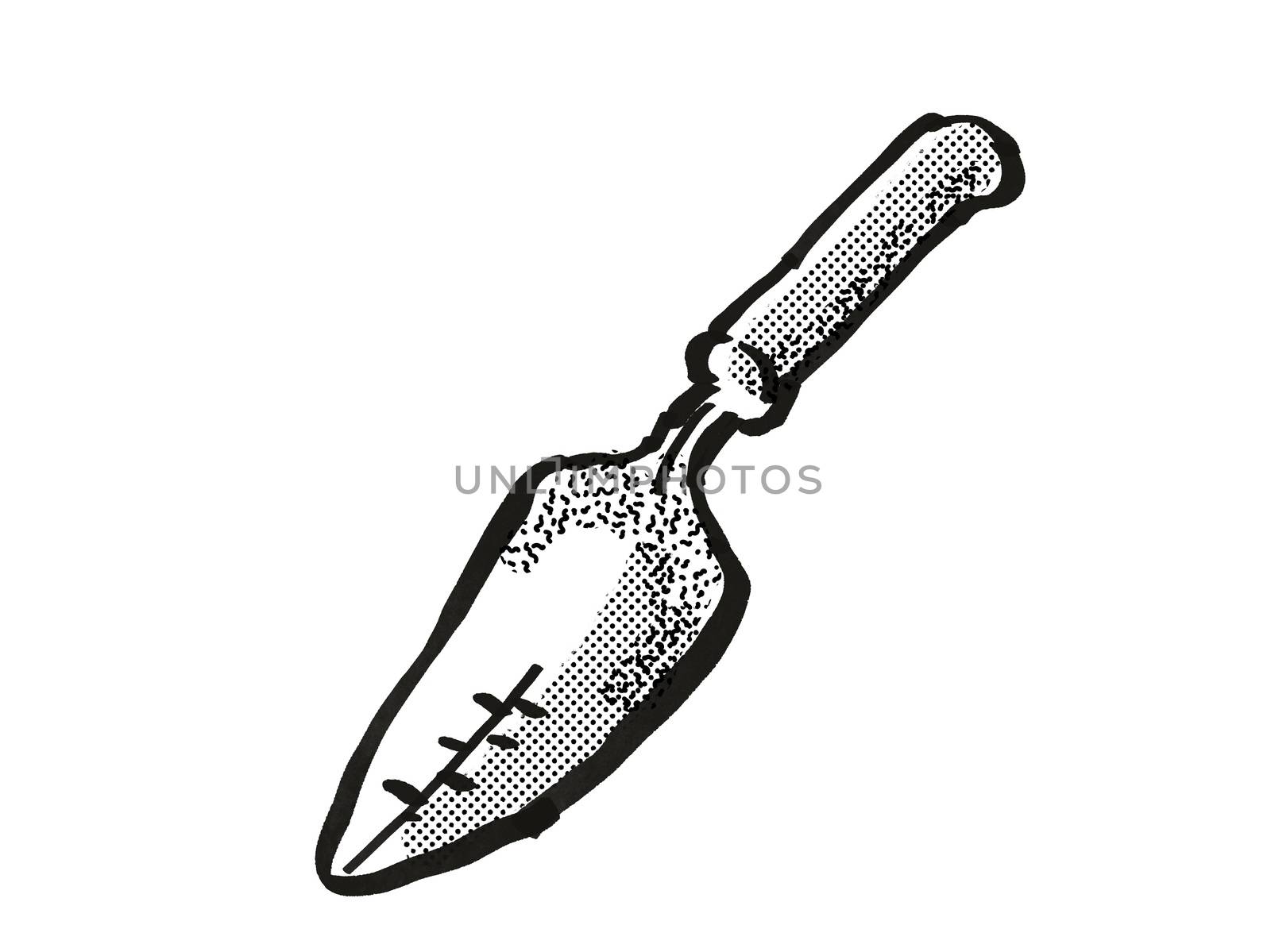 Transplanting Trowel Garden Tool Cartoon Retro Drawing by patrimonio