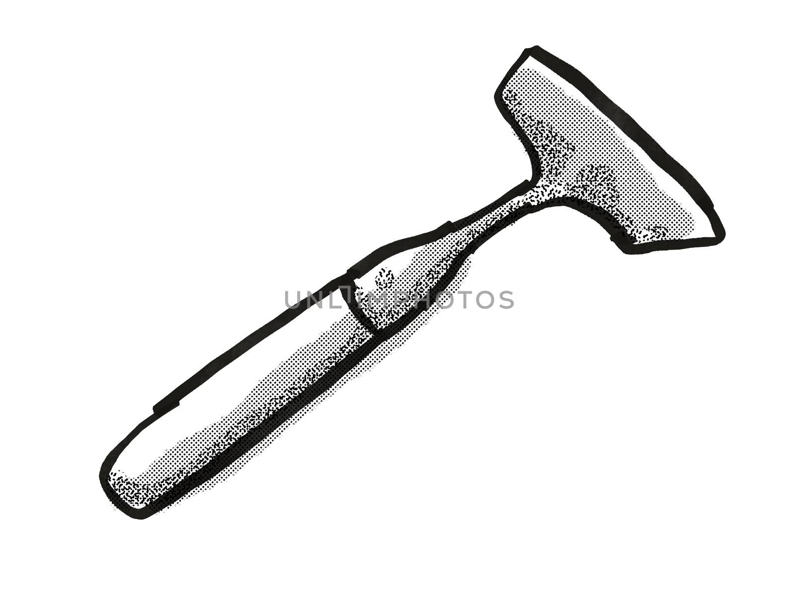  push hoe Garden Tool Cartoon Retro Drawing by patrimonio