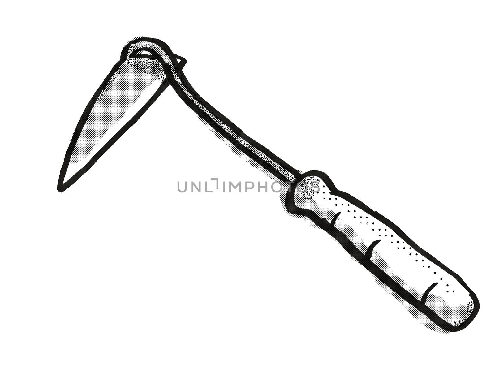 Hand Weeder Cartoon Retro Drawing by patrimonio