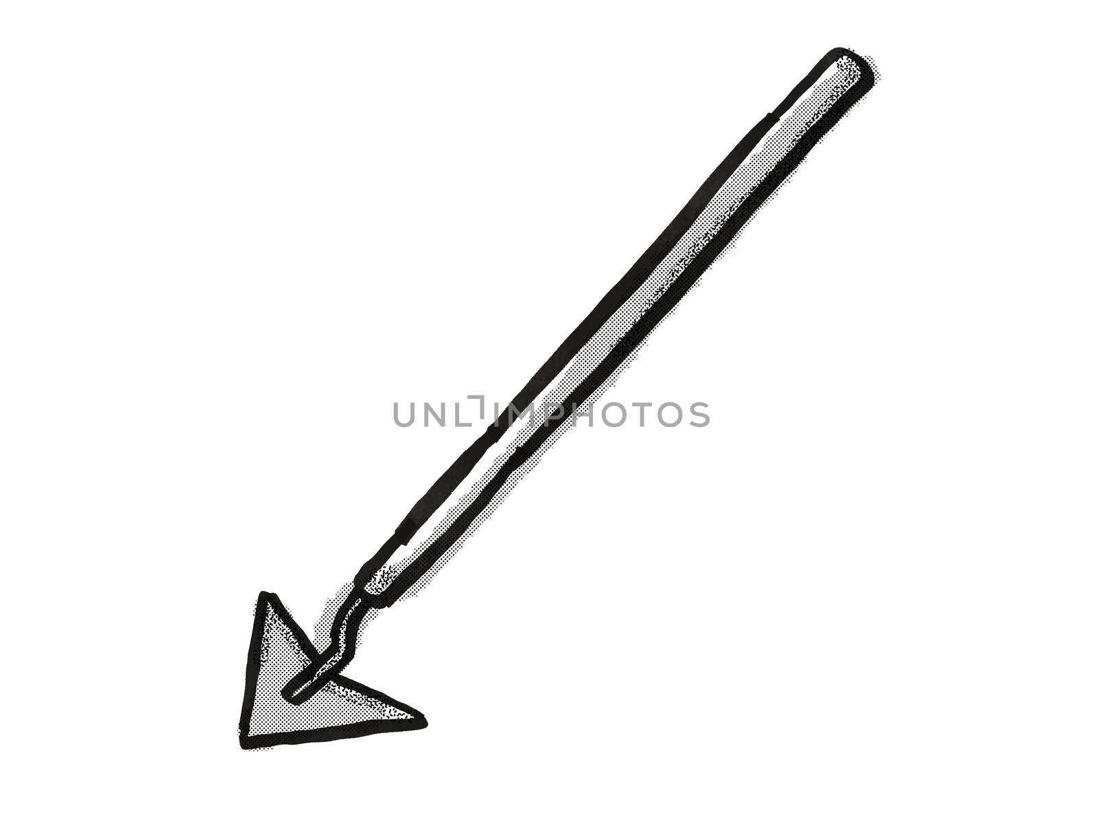 Retro cartoon style drawing of a leaf winged weeder , a garden or gardening tool equipment on isolated white background done in black and white