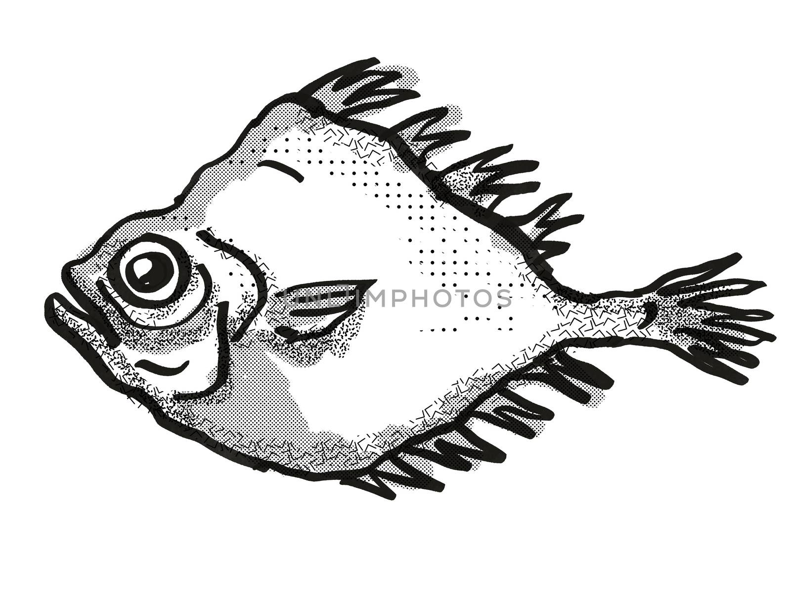  smooth oreo New Zealand Fish Cartoon Retro Drawing by patrimonio