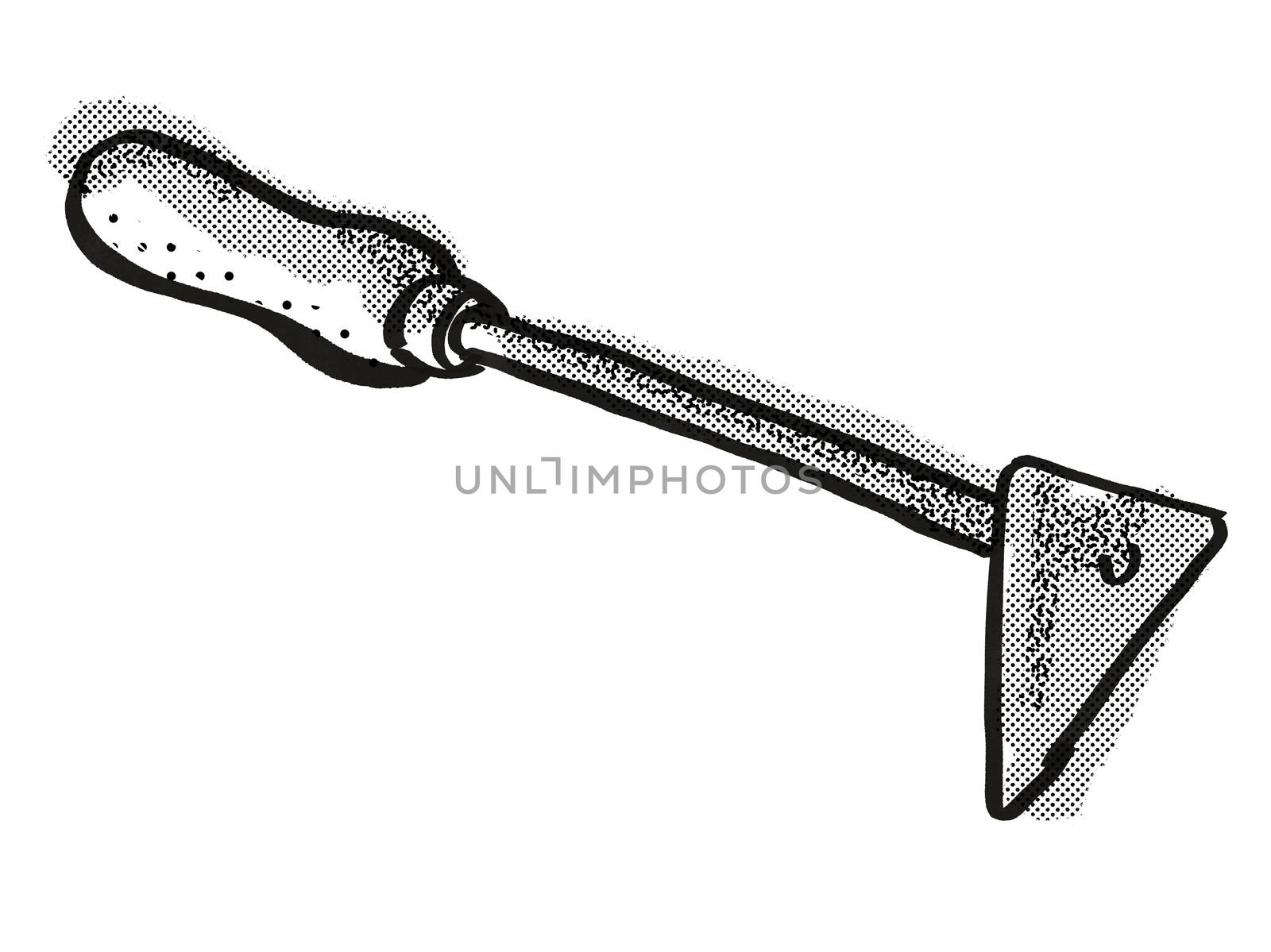 shave hook Woodworking Hand Tool Cartoon Retro Drawing by patrimonio