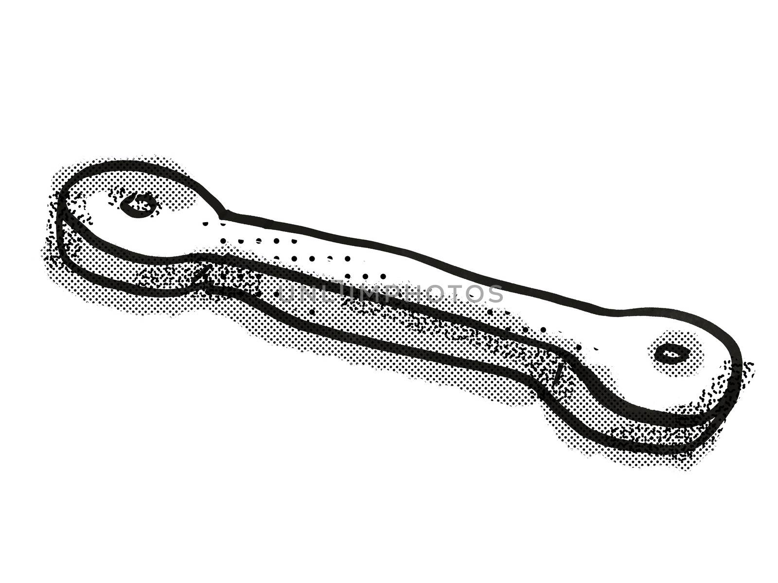 Retro cartoon style drawing of a nail header , a woodworking hand tool  on isolated white background done in black and white