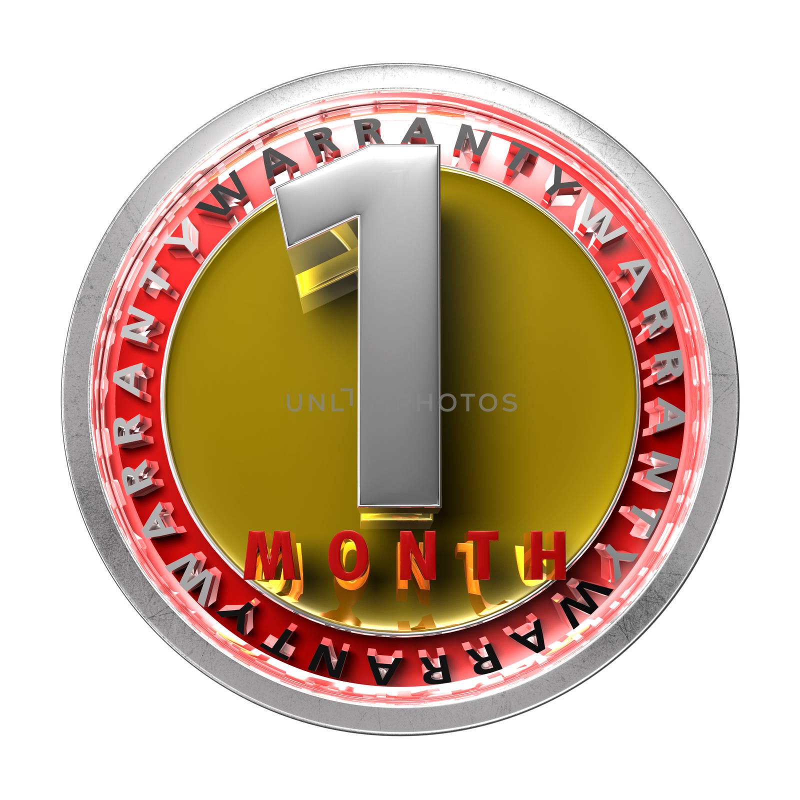 1 month warranty signs 3d. by thitimontoyai