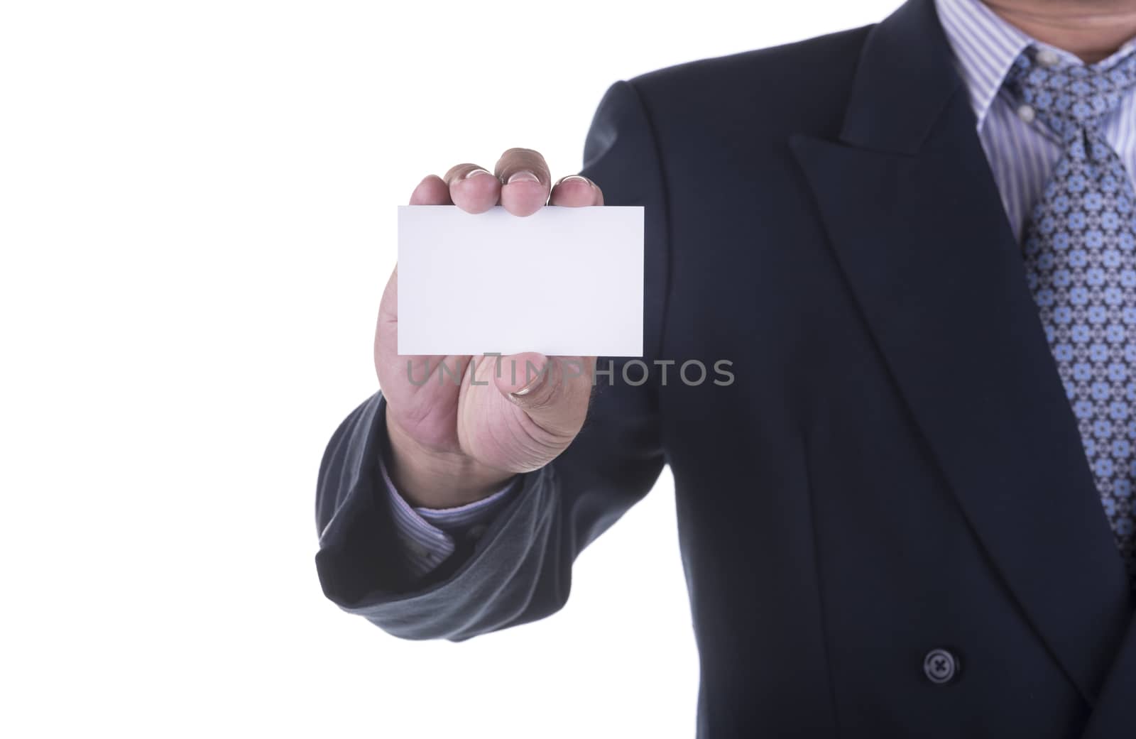 Businessman offer blank business card by utah778