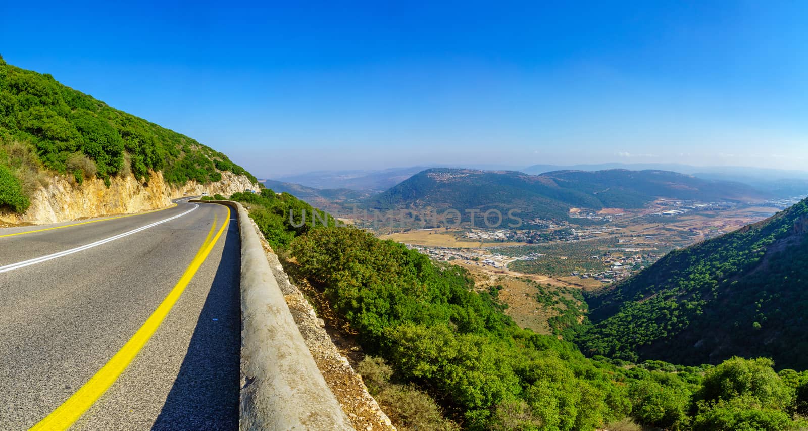 View of road and landscape in the upper galilee, northern Israel