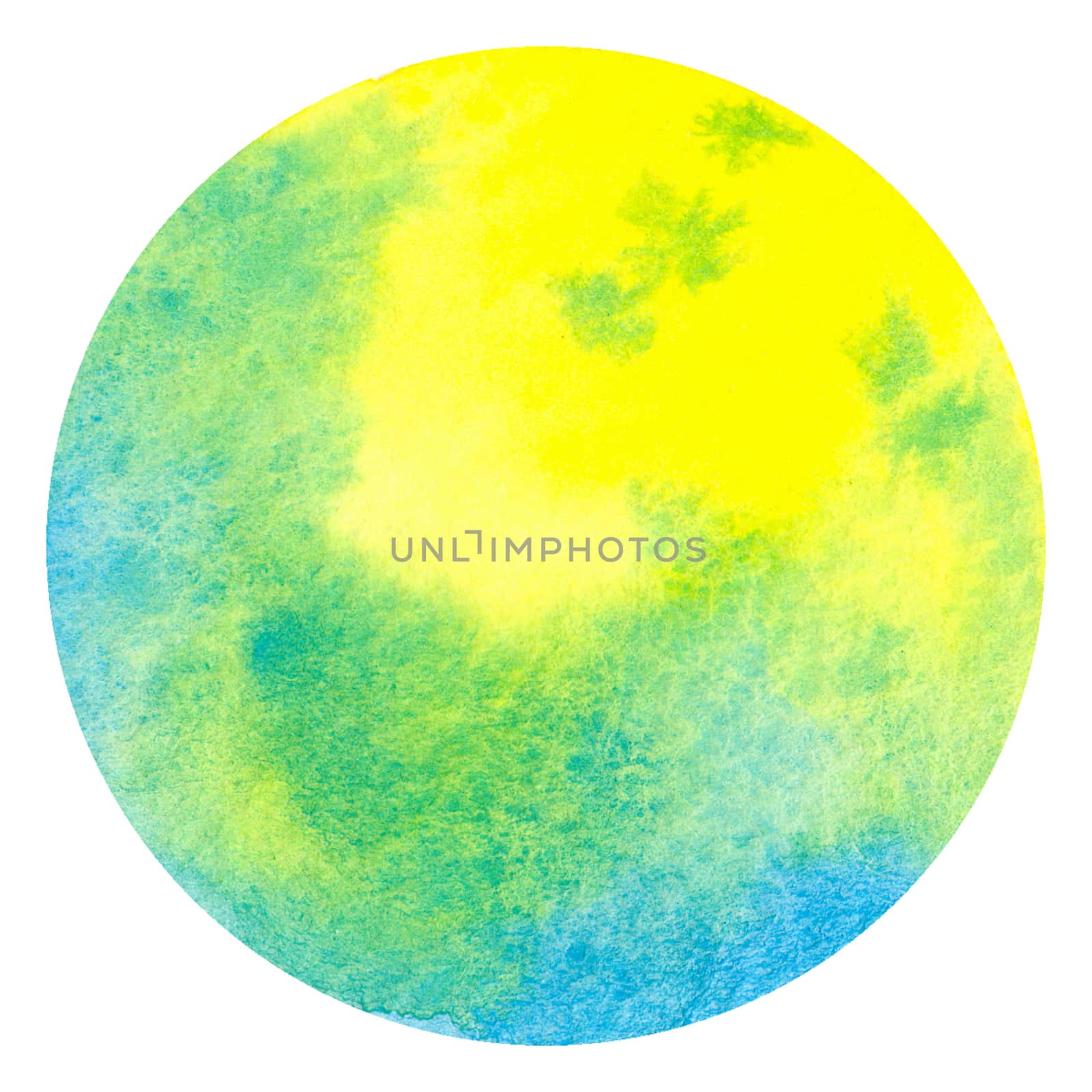 Abstract watercolor hand painting in circle shape for the text message background. Colorful splashing in the paper. Perfect for branding, greetings, websites, digital media, invites, weddings.