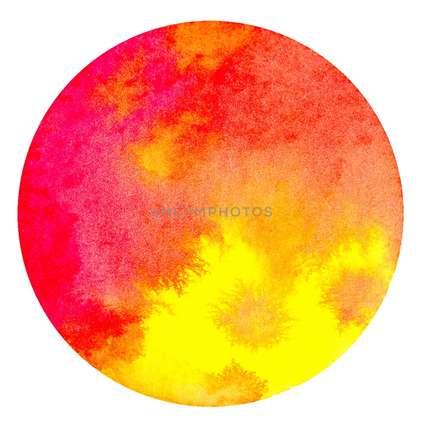 Red abstract watercolor hand painting in circle shape for the text message background. Colorful splashing in the paper. Perfect for branding, greetings, websites, digital media, invites, weddings. by Ungamrung