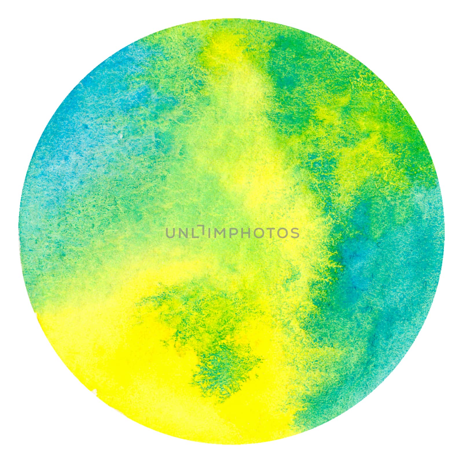 Blue abstract watercolor hand painting in circle shape for the text message background. Colorful splashing in the paper. Perfect for branding, greetings, websites, digital media, invites, weddings. by Ungamrung