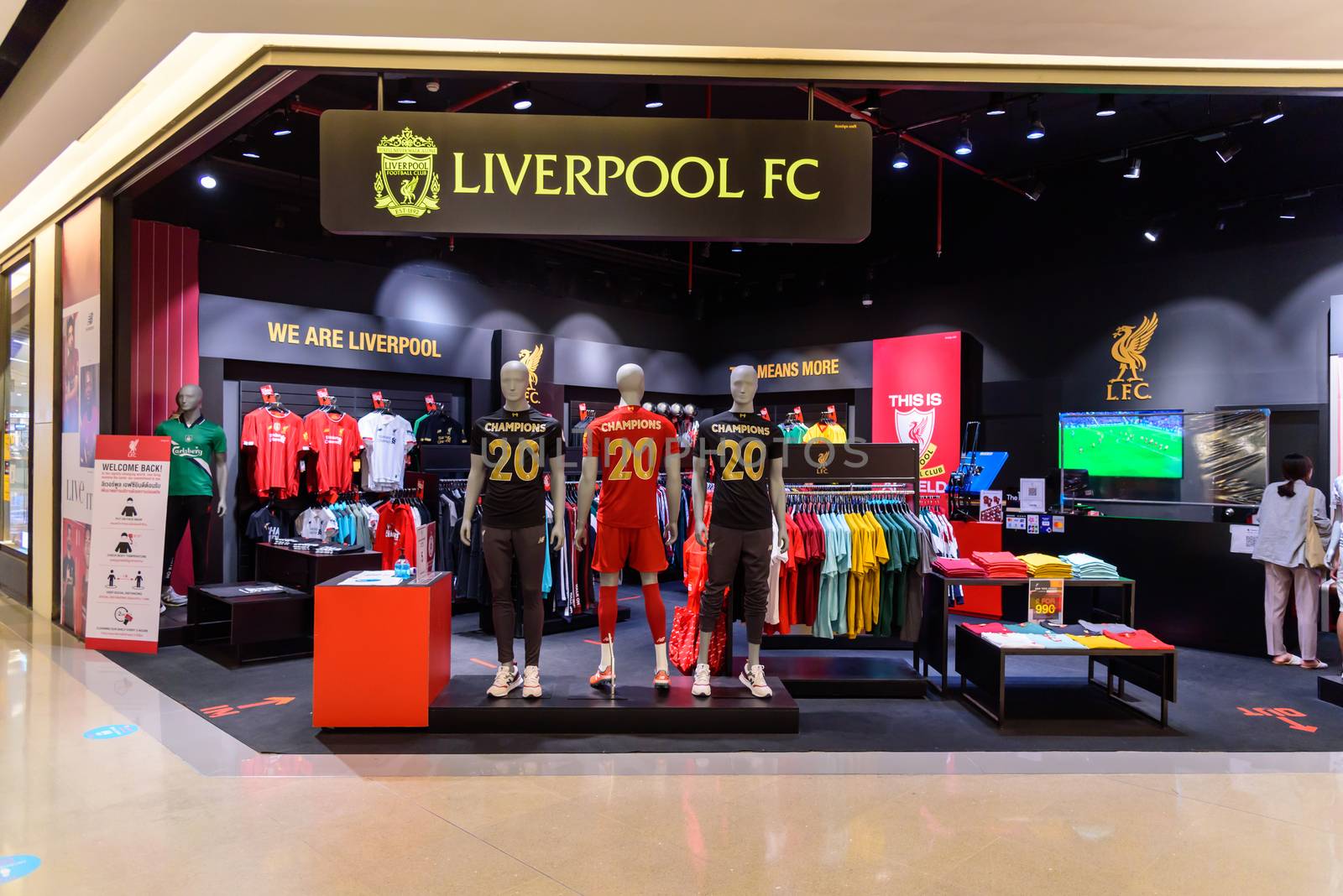 Bangkok , Thailand -  15 July, 2020 : Liverpool kits store in Central RAMA 9 super store