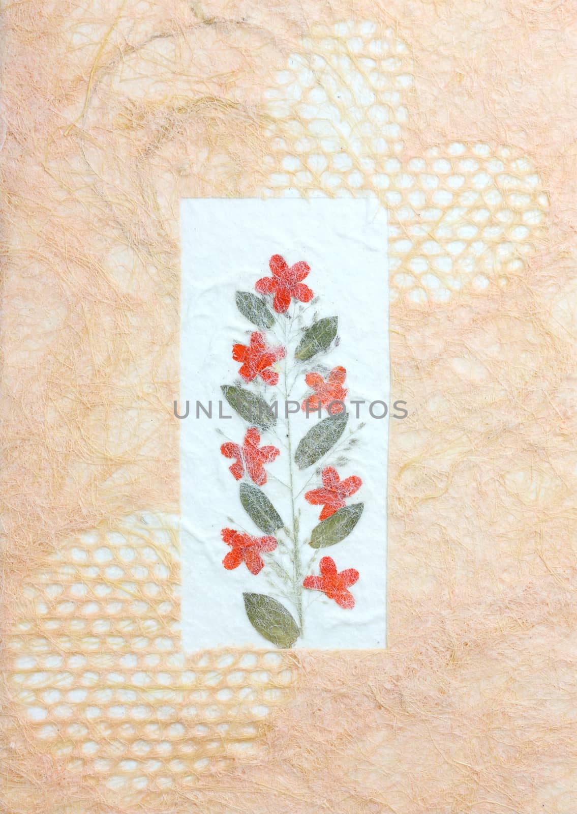 papercraft flower in orange background by piyato