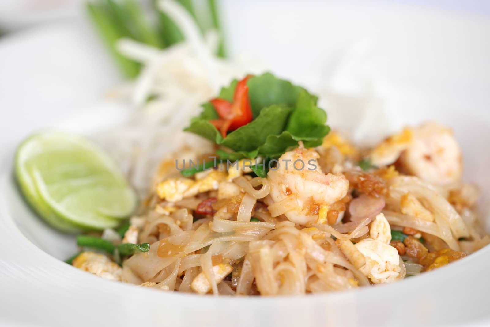 Thai food padthai fried noodle with shrimp