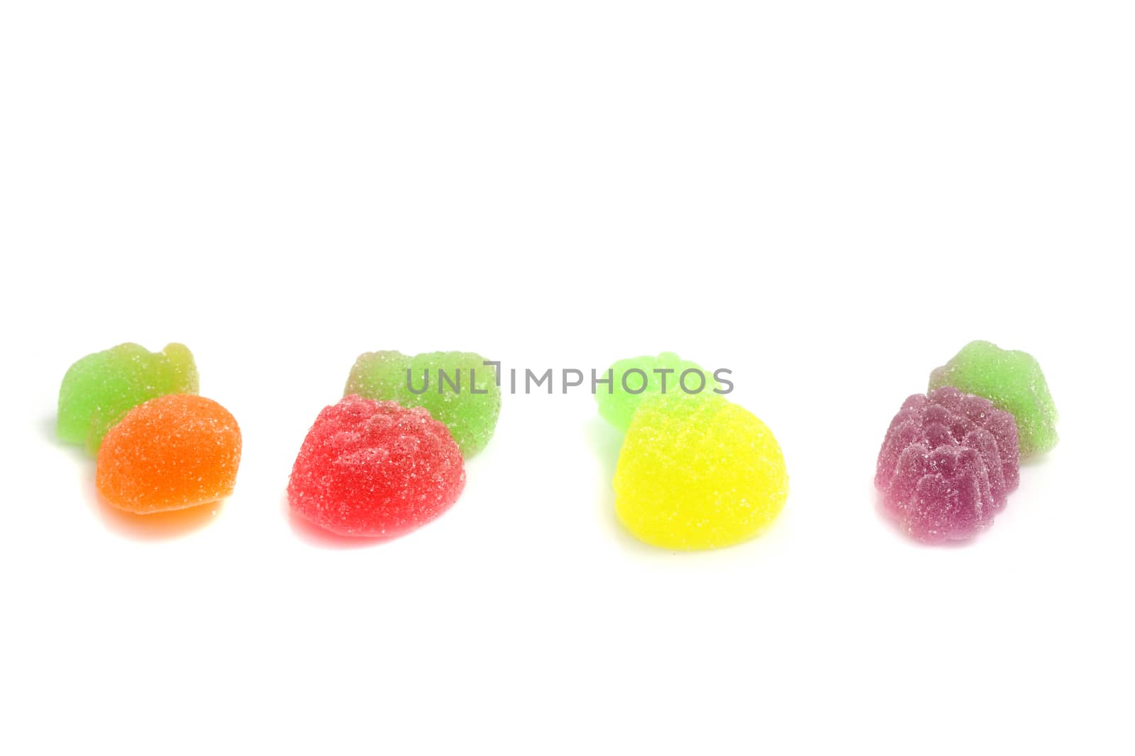 Jelly fruit isolated in white background