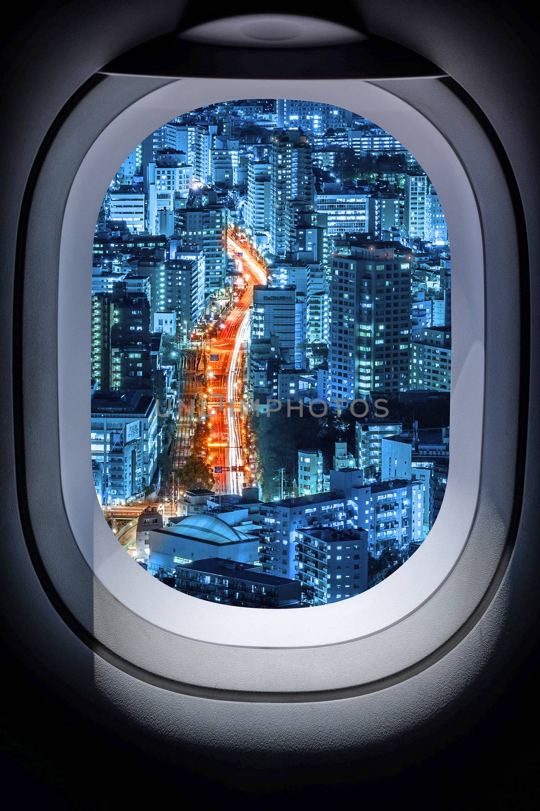 
Beautiful japan cityscape from aircraft window by Surasak