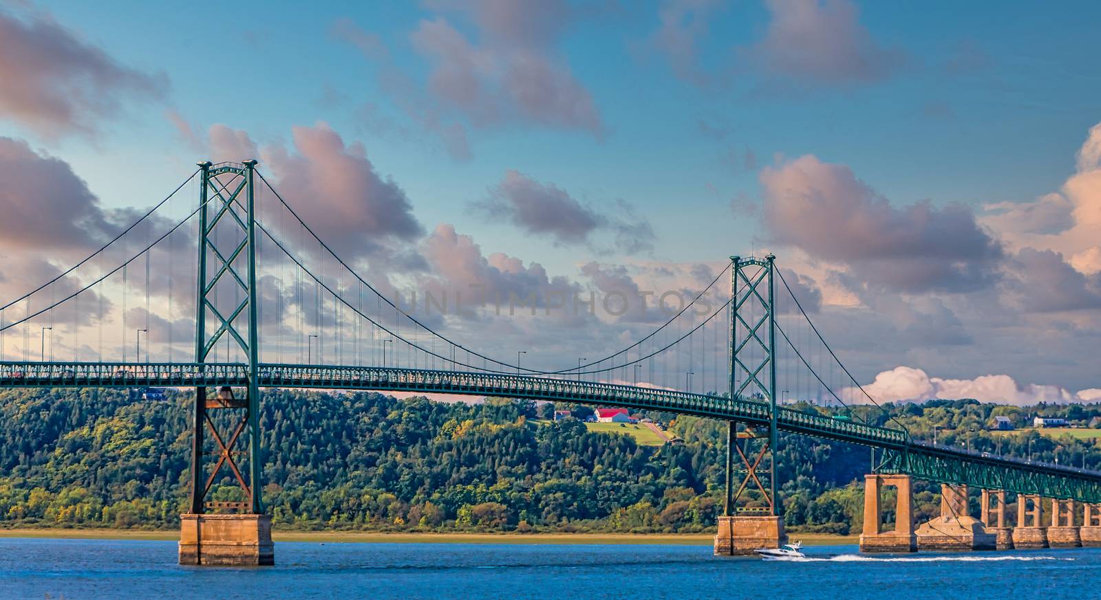 The Orleans Island Bridge Over the Saint Lawrence River near Quebec City, Quebec, Canada