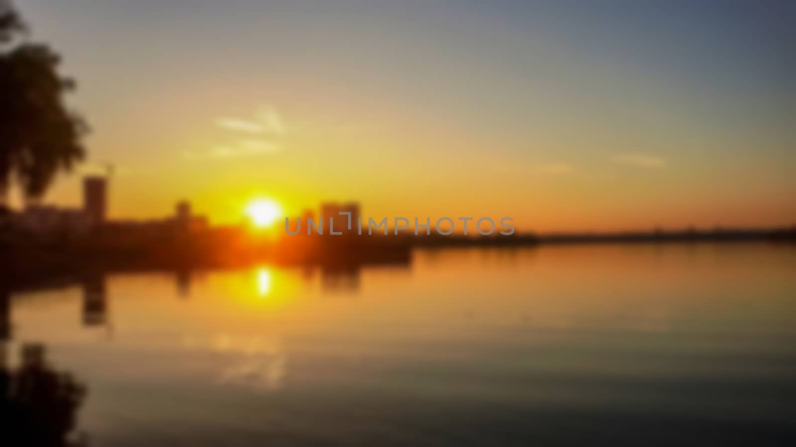 Creative evening landscape. Creative nature theme with blur and bokeh effect for design as background.
