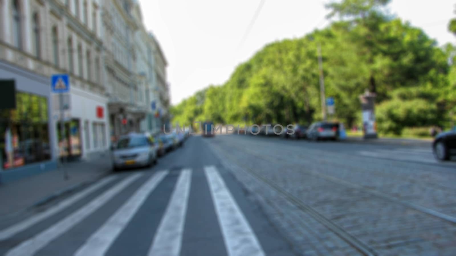 Urban landscape, city street. Creative background with blur and  by Grommik