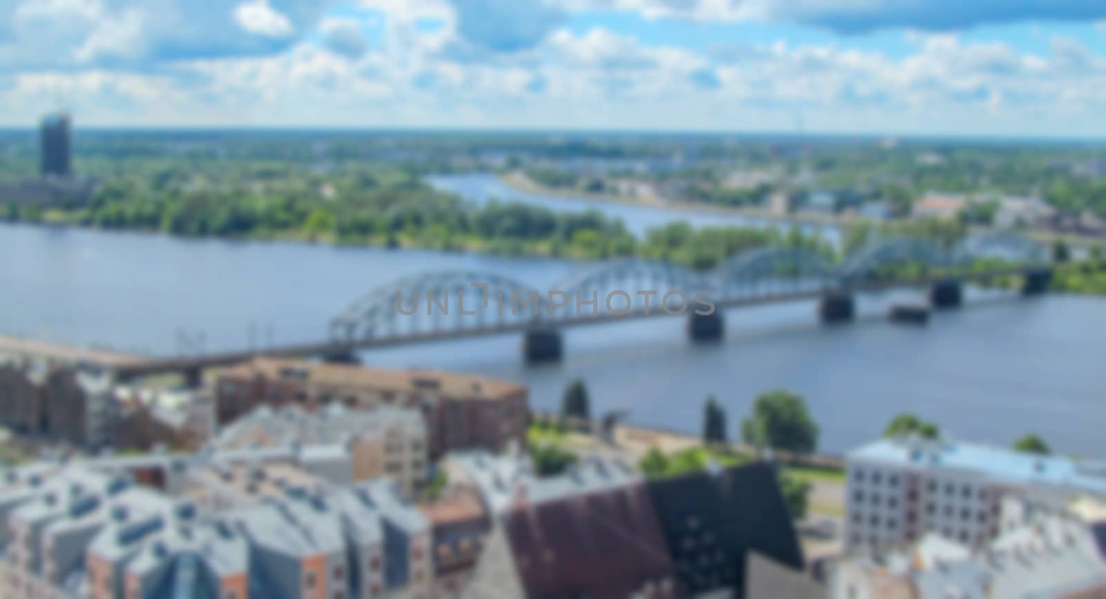 View from the height of the city and surrounding area. Creative theme with blur and bokeh for themed posters, banners and screensavers