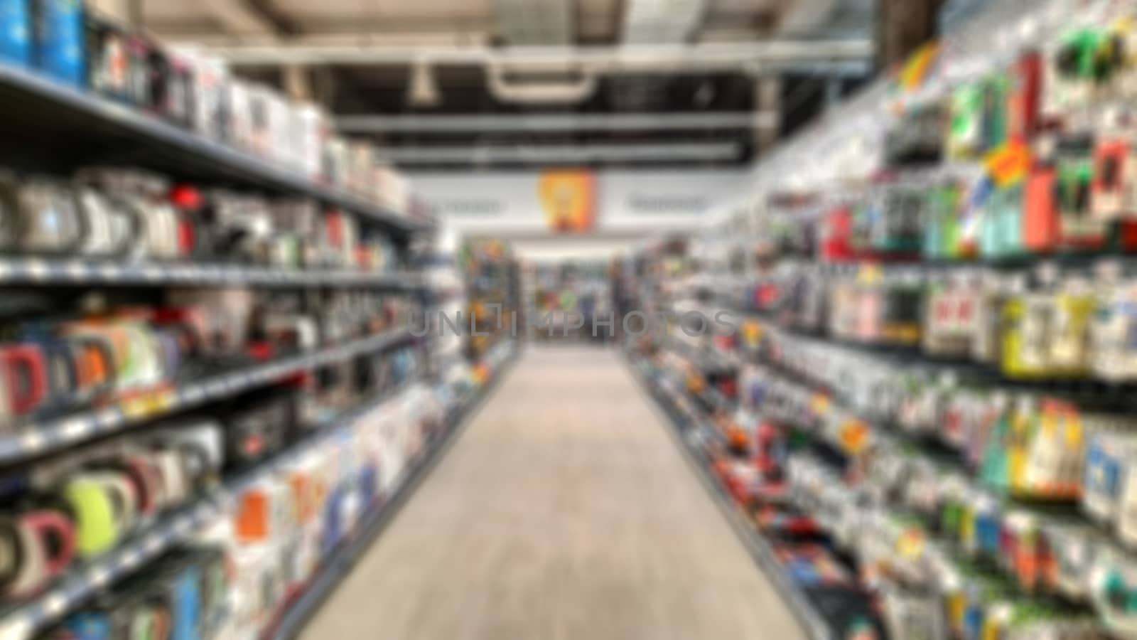 Abstract blurring of supermarket aisles. Creative theme with bac by Grommik