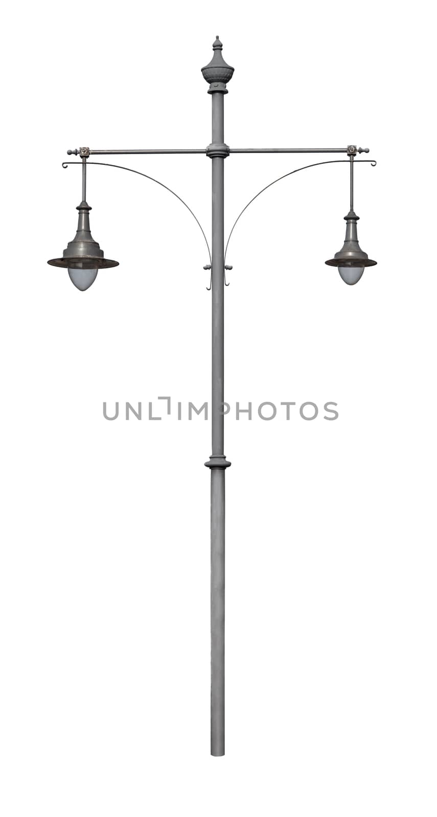 An old street lamppost isolated over white