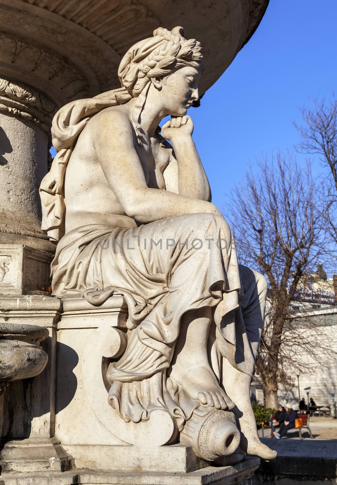 The sculpture of Danube Fountain in Budapest. The female figure symbolizes Drava river by Goodday