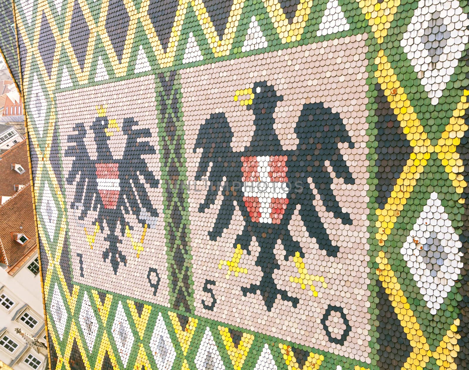 Austrian coat of arms on roof of Stephansdom cathedral, Vienna by Goodday