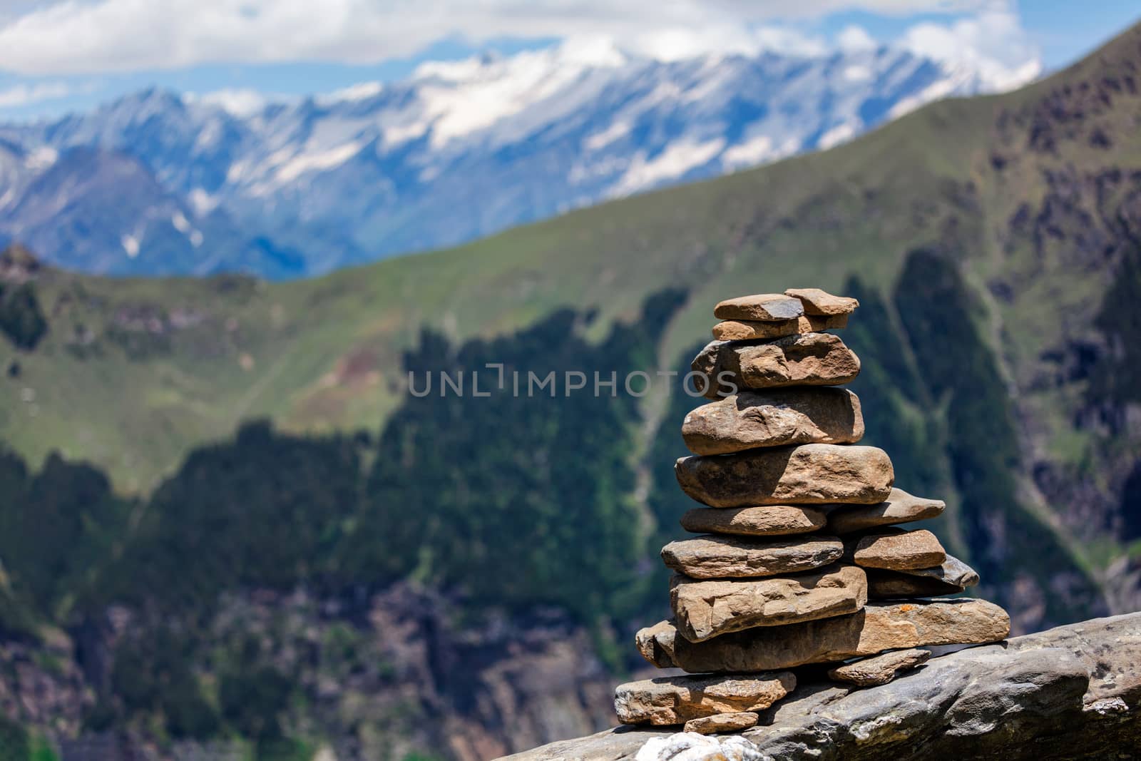 Stone cairn in Himalayas by dimol