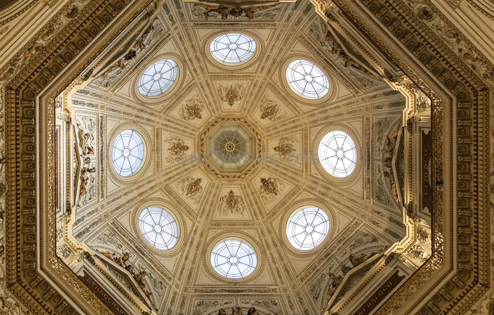Vienna, AUSTRIA - FEBRUARY 17, 2015 - Ceiling of the Natural History Museum - Naturhistorisches Museum - in Vienna, Austria