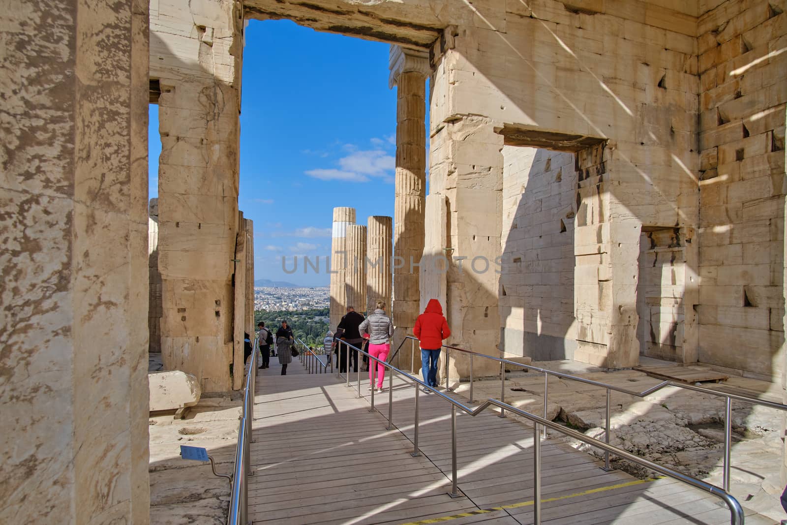 Athens, Greece - FEB 16, 2020 - Propylaea. The imposing entrance to the Acropolis. by EduardoMT