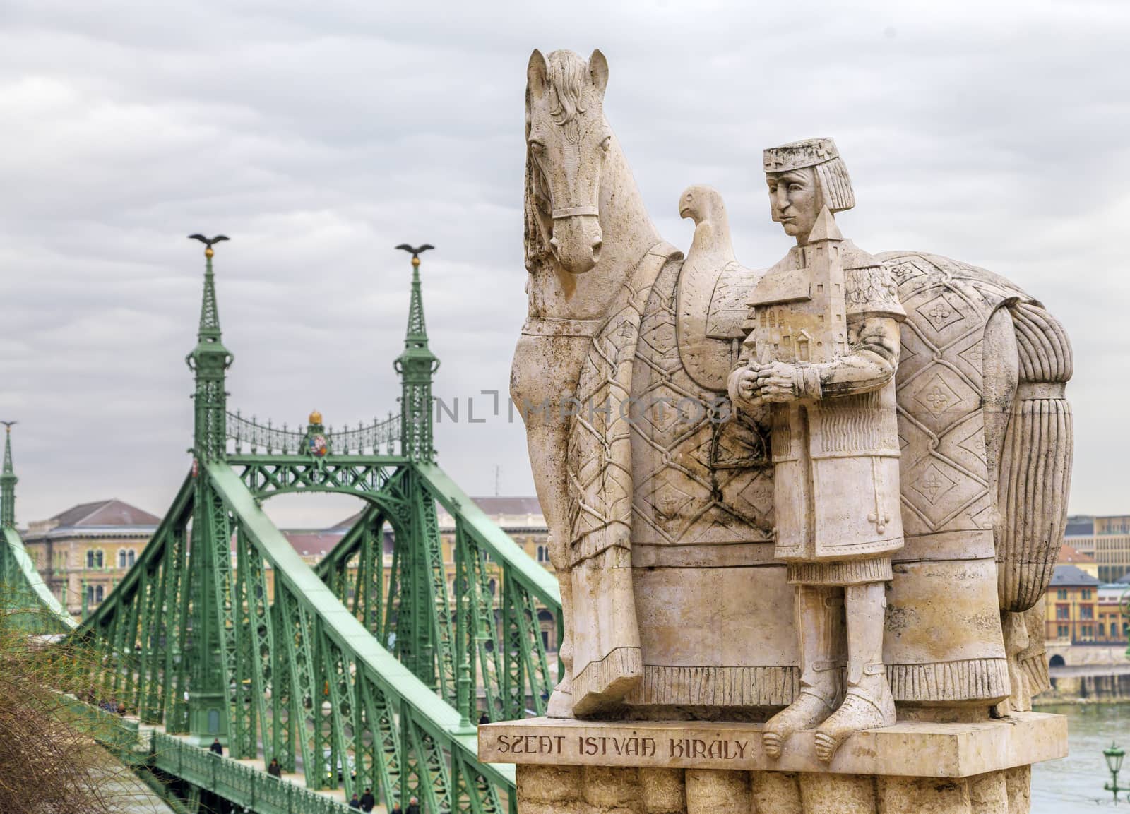 Budapest, HUNGARY - FEBRUARY 15, 2015 - Statue of Stephen I of Hungary on Gellert Hill by Goodday