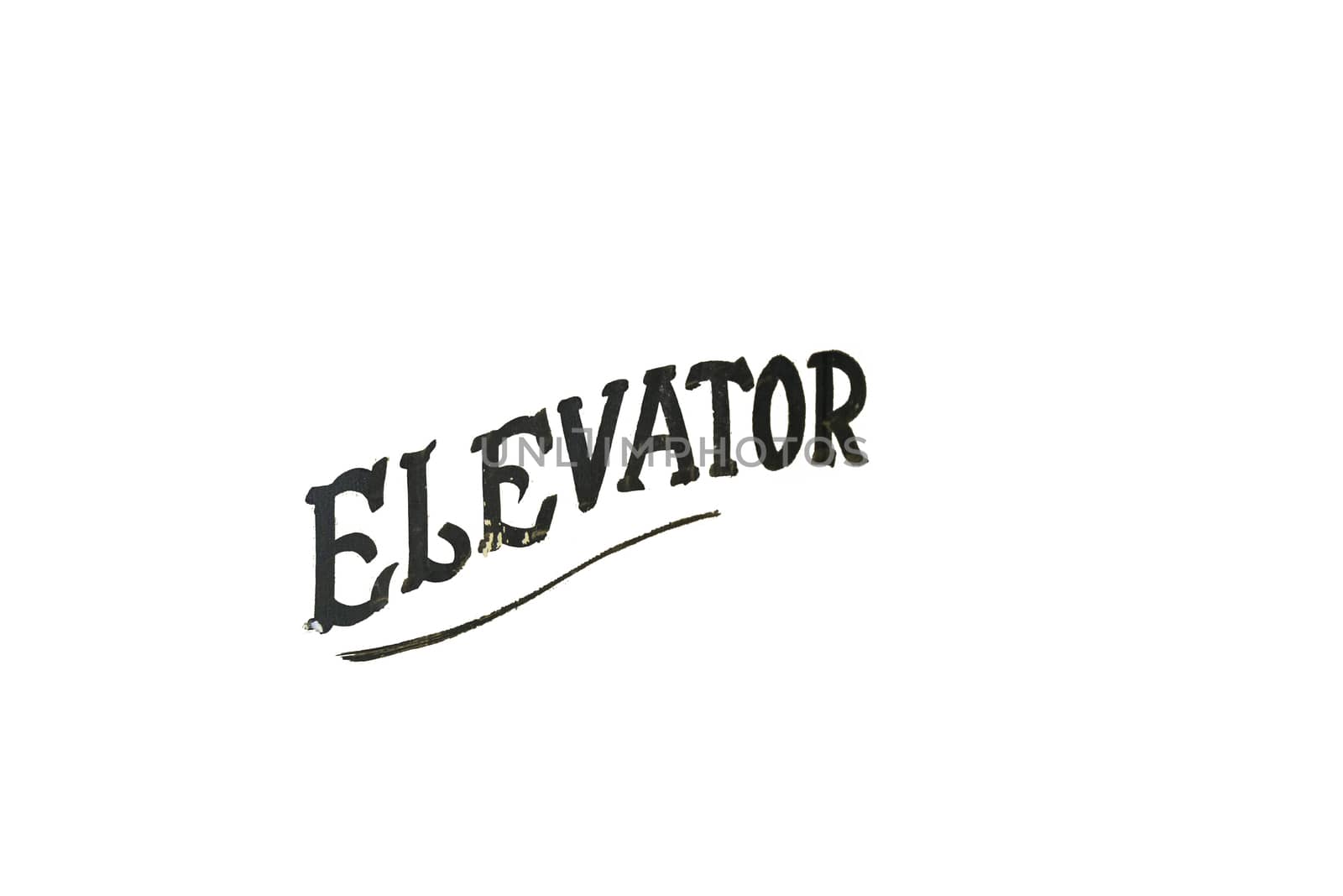 Old Fashioned and Worn Text That Says Elevator by bju12290