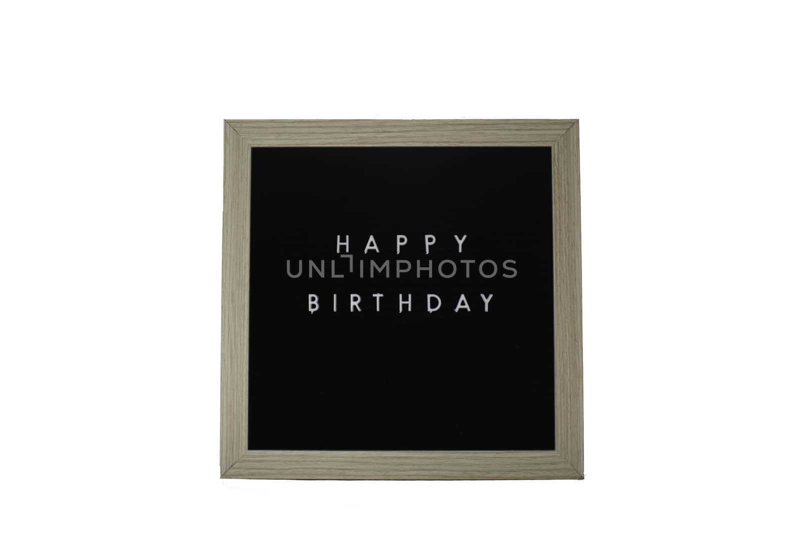 A Sign With a Birch Frame That Says Happy Birthday on a Pure Whi by bju12290