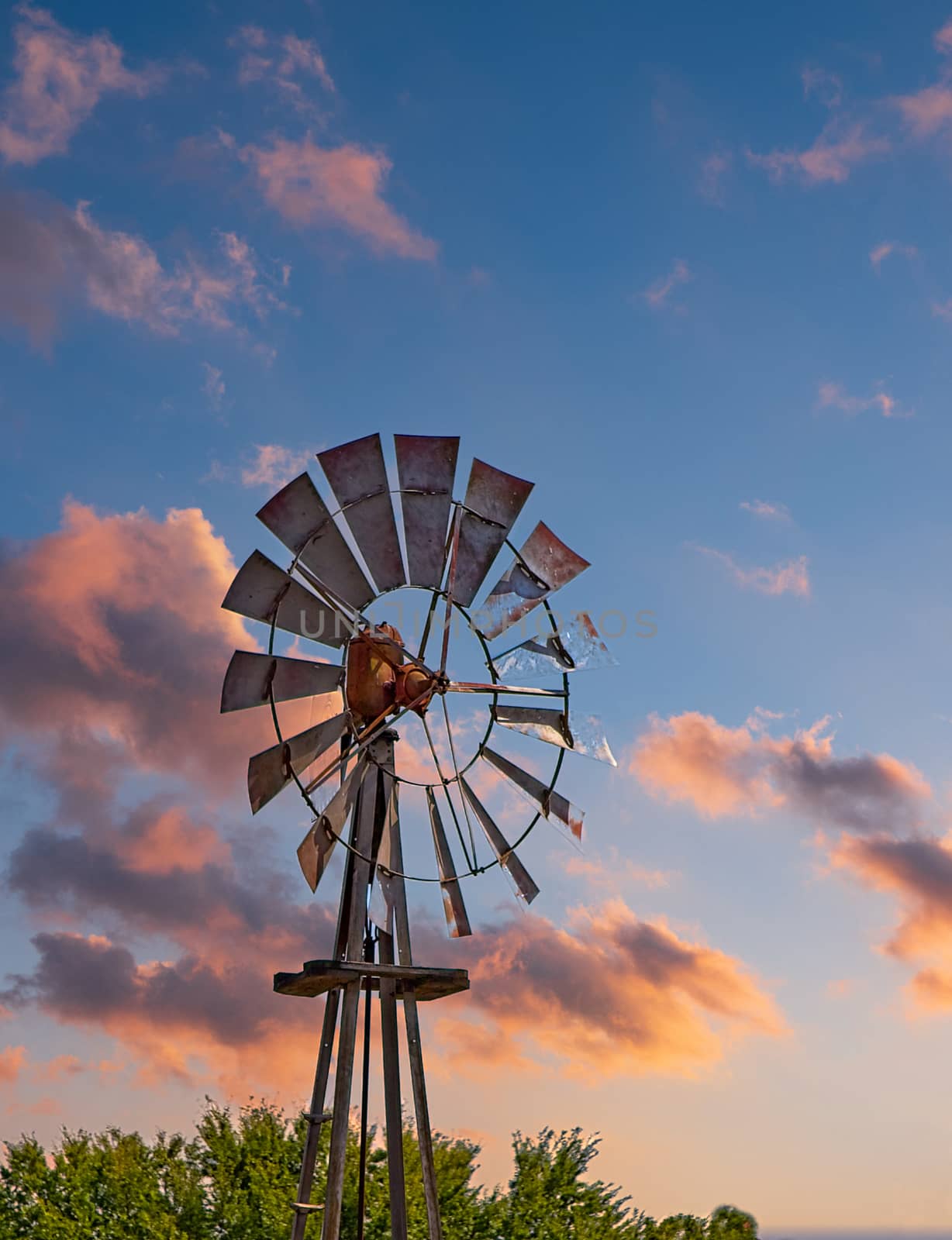 Old Wind Mill at Sunset by dbvirago
