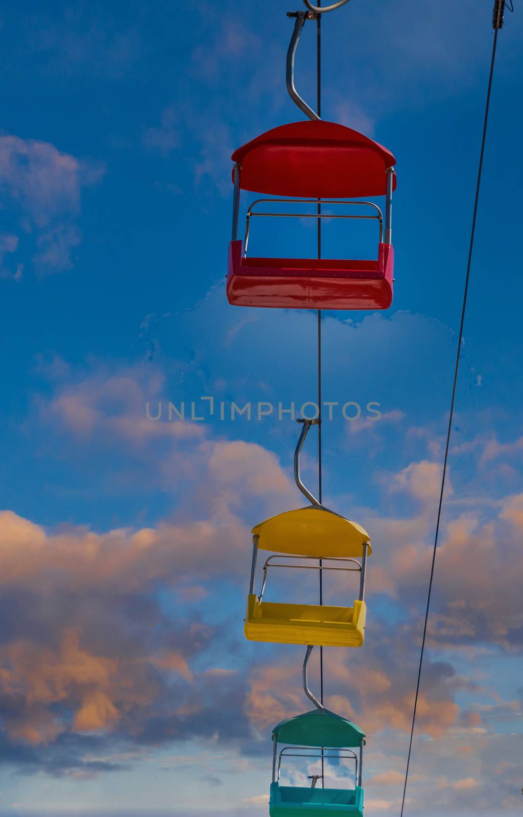 Red Yellow and Green Sky Buckets at Dusk by dbvirago