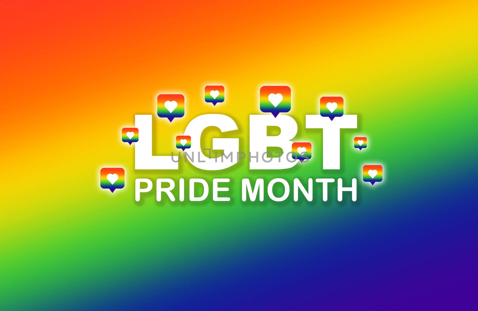 LGBT Pride Month in June concept. Lesbian, Gay, Bisexual and Transgender. Colorful rainbow colors, gradient blurred background.