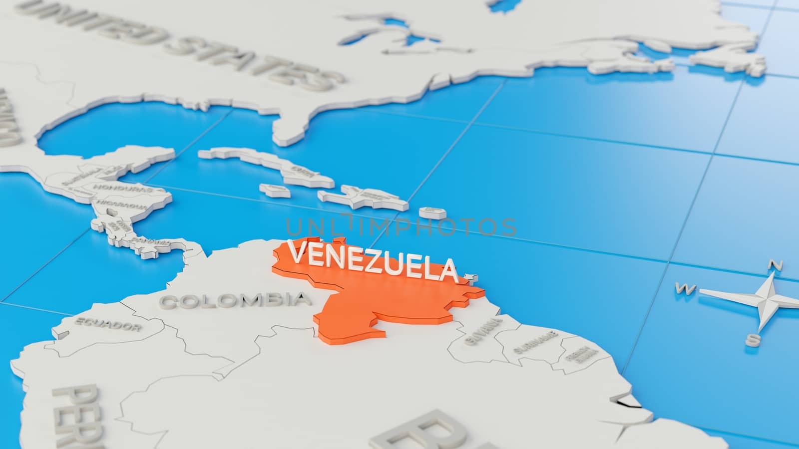 Simplified 3D map of South America, with Venezuela highlighted. by hernan_hyper