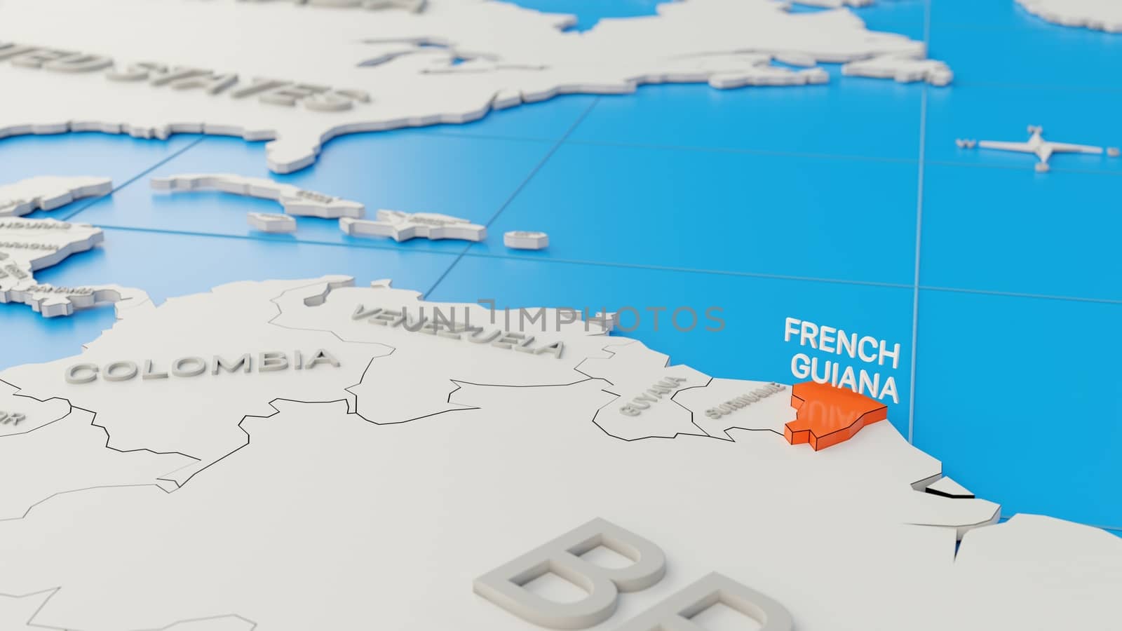 Simplified 3D map of South America, with French Guiana highlight by hernan_hyper