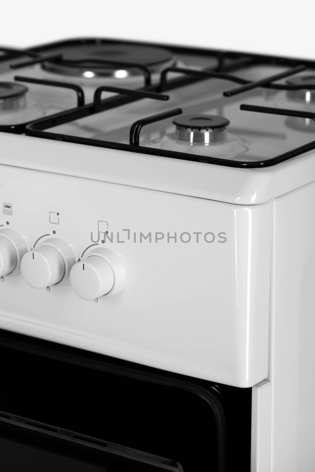 part of a modern gas stove, white